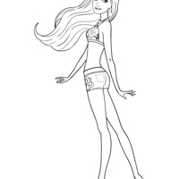 Desenho de Barbie Sereia fazendo pose para colorir