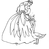 Desenho de Barbie e o cisne para colorir