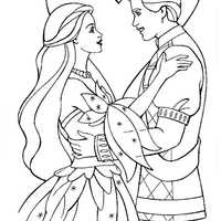 Desenho de Barbie e o príncipe Daniel apaixonados para colorir