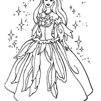 Desenho de Barbie em lindo vestido do Lago dos Cisnes  para colorir