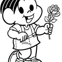 Desenho de Monica e a flor para colorir