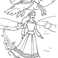 Desenho de Barbie e o cavalo para colorir