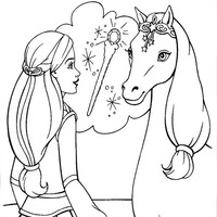 Desenho de Barbie e o pégasus para colorir