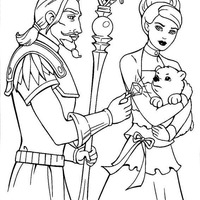 Desenho de Barbie e seu pai Rei para colorir