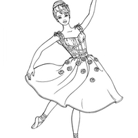 Desenho de Barbie bailarina com vestido de flores para colorir