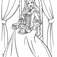 Desenho de Barbie no trono para colorir