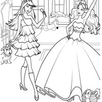 Desenho de Barbie e amiga se divertindo para colorir