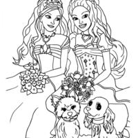 Desenho de Barbie e amiga para colorir