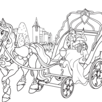 Desenho de Princesa Barbie na carruagem para colorir