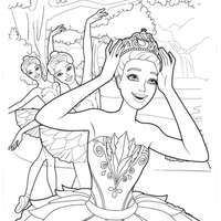 Desenho de Barbie arrumando coroa para colorir