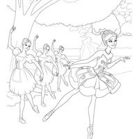 Desenho de Barbie ensaiando no corpo de baile para colorir