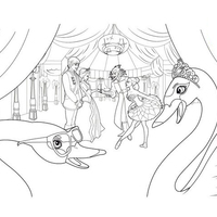 Desenho de Cisnes observando ensaio de balé para colorir