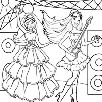 Desenho de Barbie e pop star Keira se apresentando para colorir