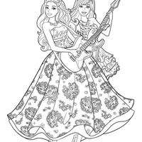 Desenho de Barbie e Keira cantando para colorir