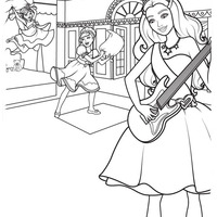 Desenho de Barbie tocando violão antes do show para colorir