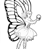 Desenho de Barbie Butterfly e bola de cristal para colorir