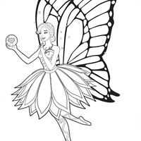 Desenho de Barbie mariposa apreciando bola de cristal para colorir