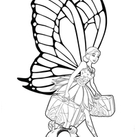 Desenho de Barbie mariposa viajando para colorir