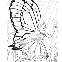 Desenho de Barbie mariposa em reino encantado para colorir