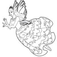 Desenho de Princesa das fadas com vestido de festa para colorir