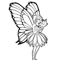 Desenho de Barbie Butterfly e seu amiguinho para colorir