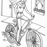 Desenho de Barbie andando de bicicleta para colorir