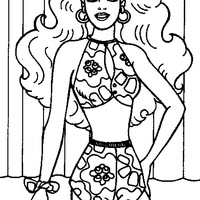 Desenho de Barbie com roupa de verão para colorir