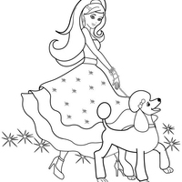 Desenho de Barbie e lindo cãozinho para colorir