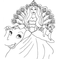 Desenho de Barbie e elefantinho para colorir