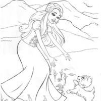 Desenho de Barbie e cãozinho para colorir