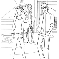 Desenho de Barbie e Ken na universidade para colorir