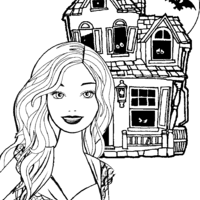 Desenho de Barbie Halloween para colorir