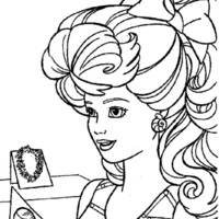 Desenho de Barbie na joalheria para colorir