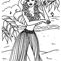 Desenho de Barbie no Hawai para colorir