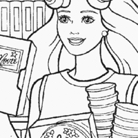 Desenho de Barbie no supermercado para colorir