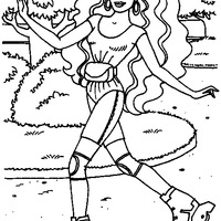 Desenho de Barbie patinadora para colorir