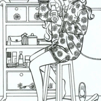 Desenho de Barbie se arrumando para sair para colorir