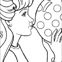 Desenho de Barbie soprando bola para colorir