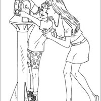 Desenho de Barbie e o telescópio para colorir