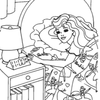 Desenho de Cama da Barbie para colorir