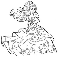 Desenho de Lindo vestido da Barbie para colorir