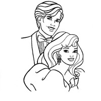 Desenho de Retrato da Barbie e do Ken para colorir