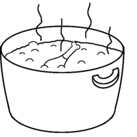 Desenho de Caçarola com caldo de frango para colorir