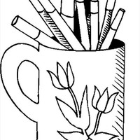 Desenho de Caneca com lápis para colorir