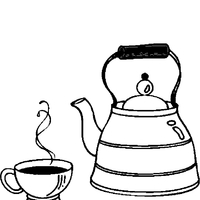Desenho de Chaleira e xícara para colorir