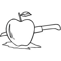 Desenho de Faca cortando maçã para colorir