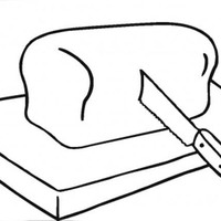 Desenho de Pão na tábua para colorir