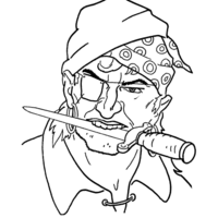 Desenho de Pirata com faca na boca para colorir