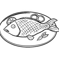 Desenho de Prato de peixe para colorir