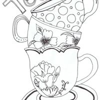 Desenho de Xícaras de chá para colorir
